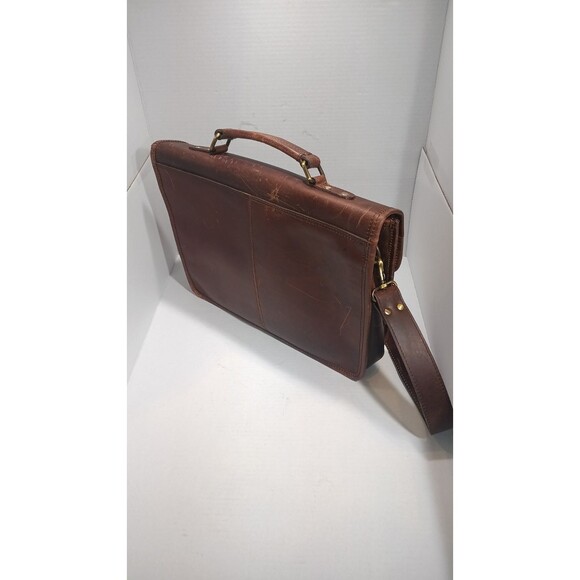 AARON LEATHER GOODS DARK BROWN Briefcase BAG  SPAIN - Picture 7 of 16